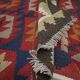 Burgundy Afghan Kilim Rug, Geometric Wool Flatweave, Handmade Tribal Carpet