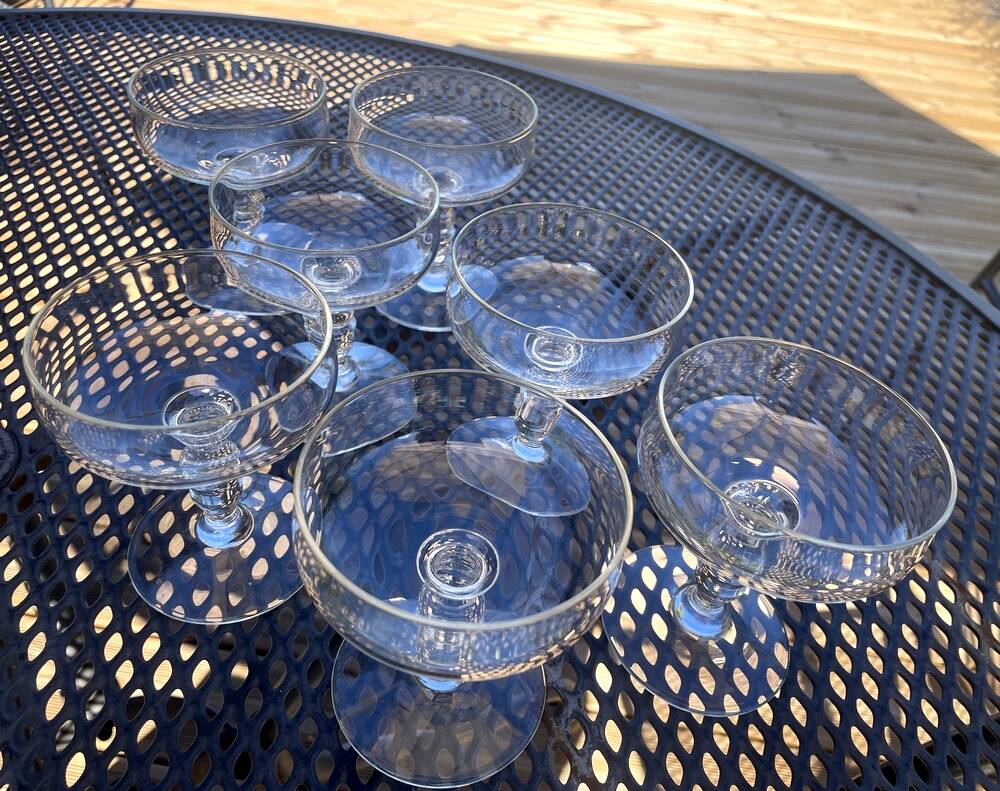 Set of 7 champagne glasses in crystal table art champagne cremant