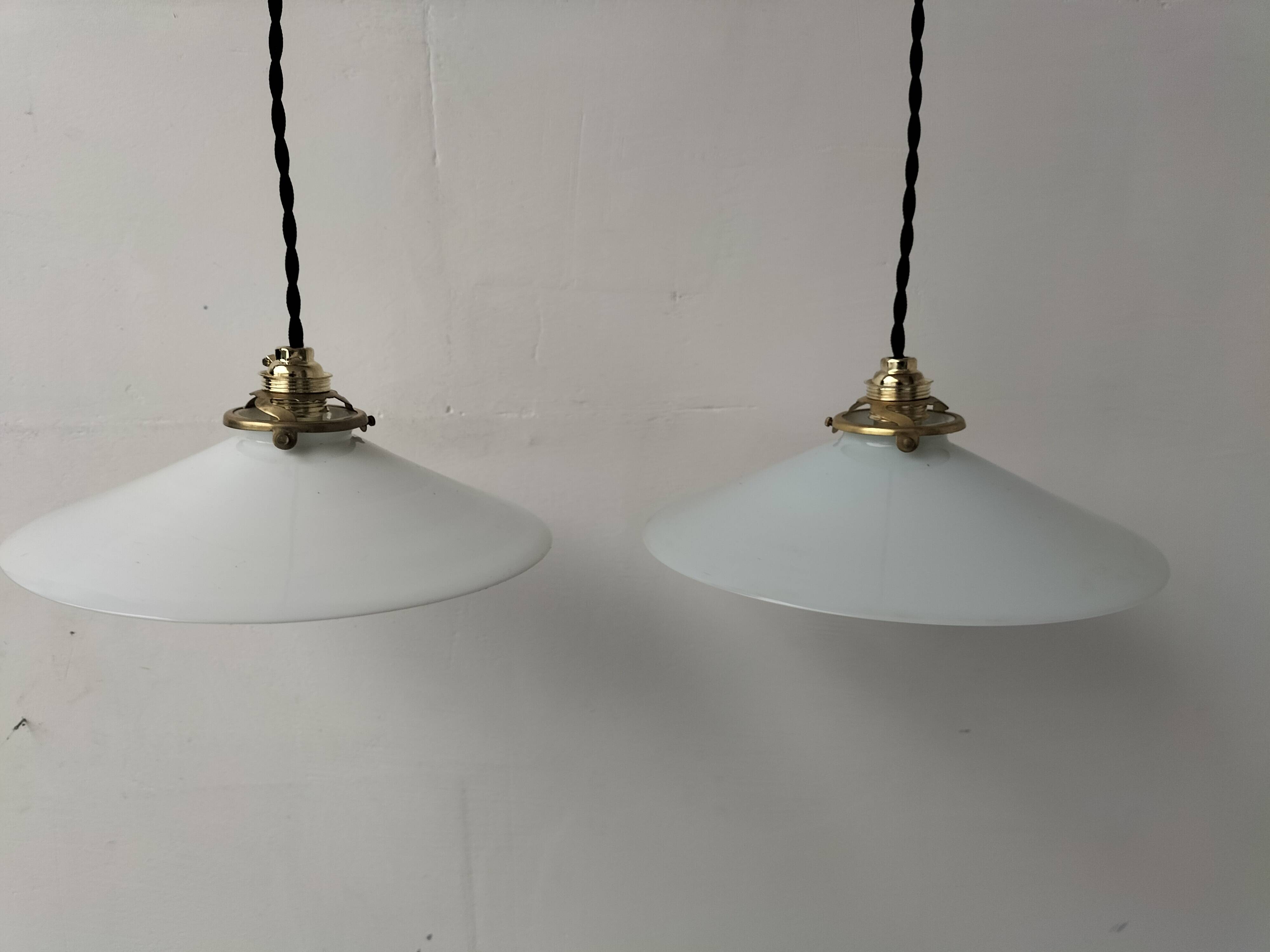 2 opaline pendant lights