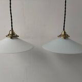 2 opaline pendant lights