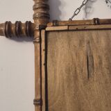 Antique turned wooden mirror in bamboo style, late 19th century A116