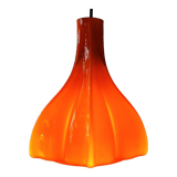 Flower shaped orange glass pendant lamp by peill & putzler, germany, 1970s