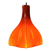 Suspension en verre orange en forme de fleur par peill & putzler, allemagne, 1970s