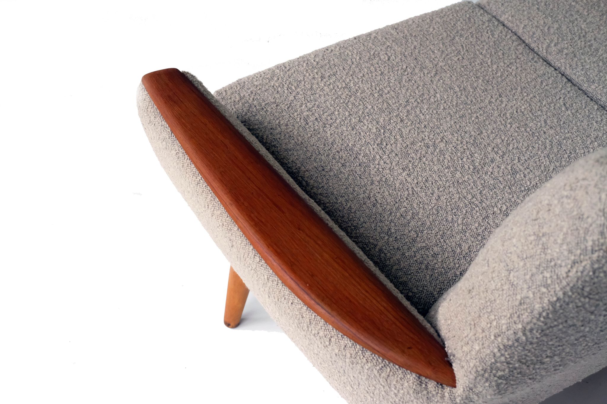 Mid-century scandinavian 3-seater sofa made of teak & boucle, norway 1970's