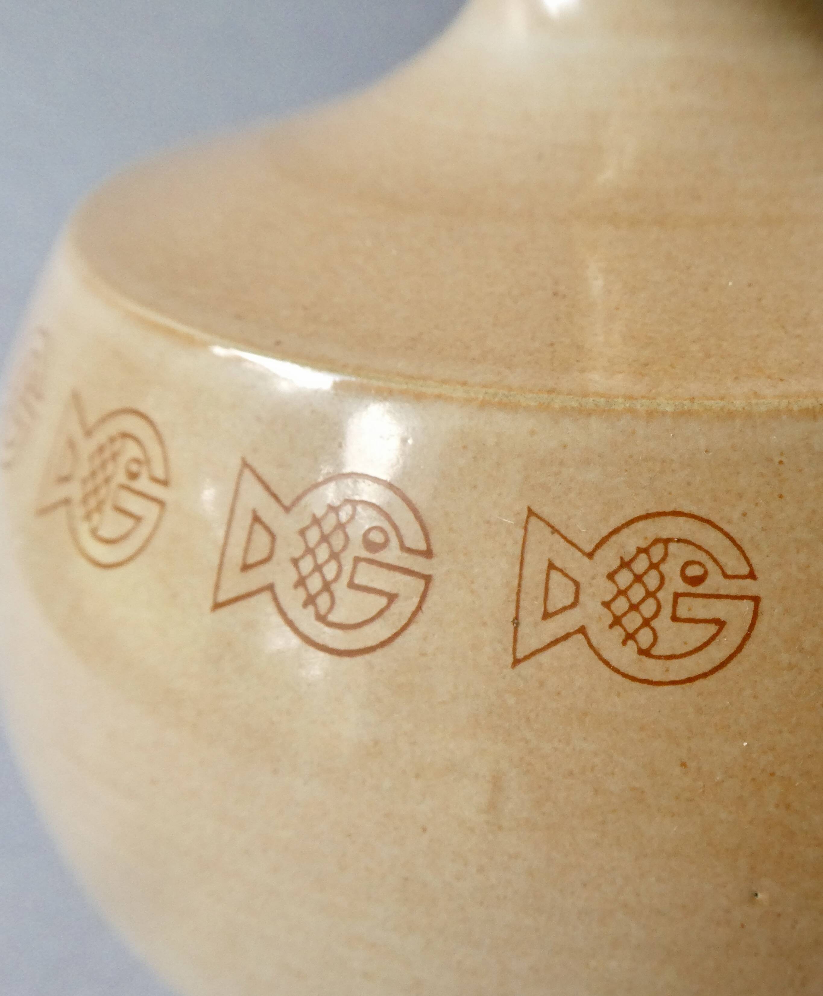 Ceramic lamp signed Montgolfier France, fish decor