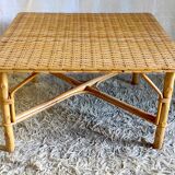 Rattan coffee table, 60s-70s