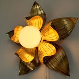 Large brass flower wall light, Jansen style, 1960