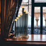 Grande lampe orgue de  sciolari des années 70 en métal chromé et marbre