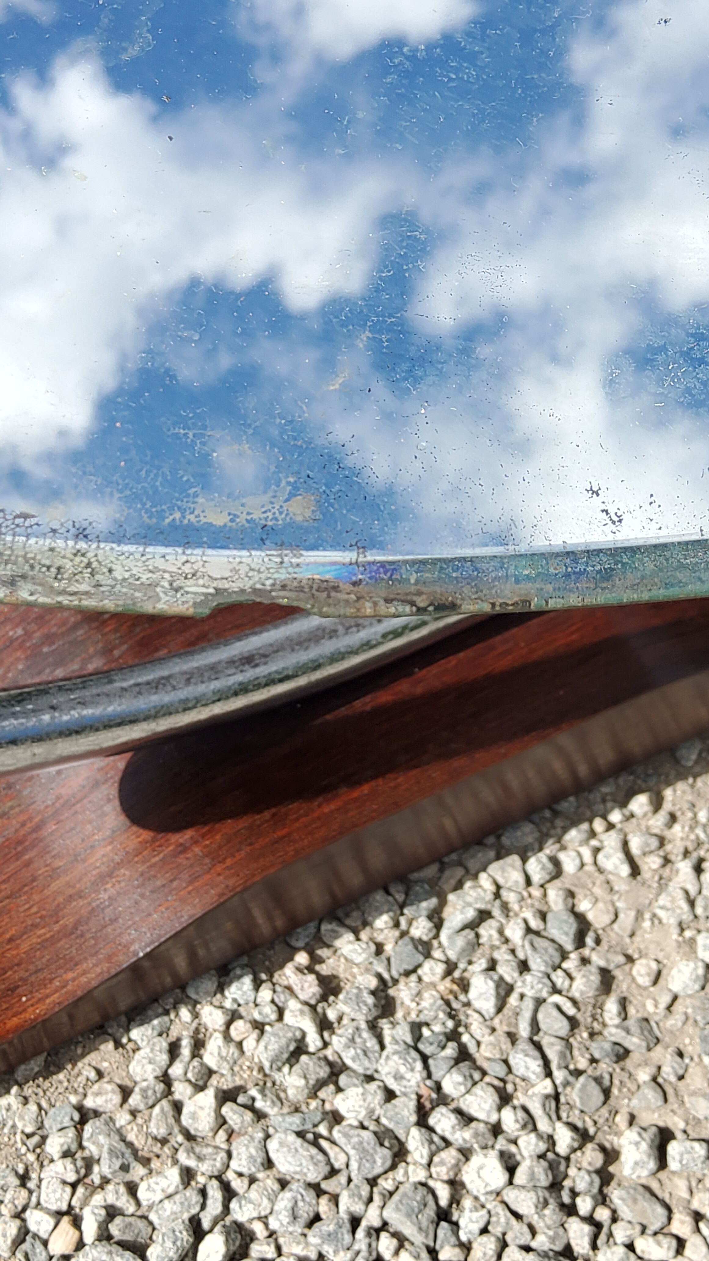 Art deco coffee table mirror base chrome and rosewood