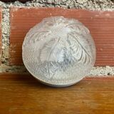 Plafonnier applique ancienne verre moulé + support metal blanc vintage