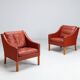 Borge Mogensen cognac leather lounge chairs Fredericia Stolefabrik Denmark 1963