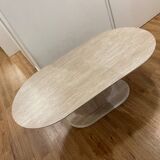 Table base effet travertin