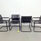 Mid-Century Modern Bauhaus Leather B34 Armchairs by Mart Stam & Marcel Breuer for Fasem, Italy, 1980, Set of 4