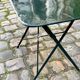 Salon de jardin, table et 4 chaises pliantes en métal vert