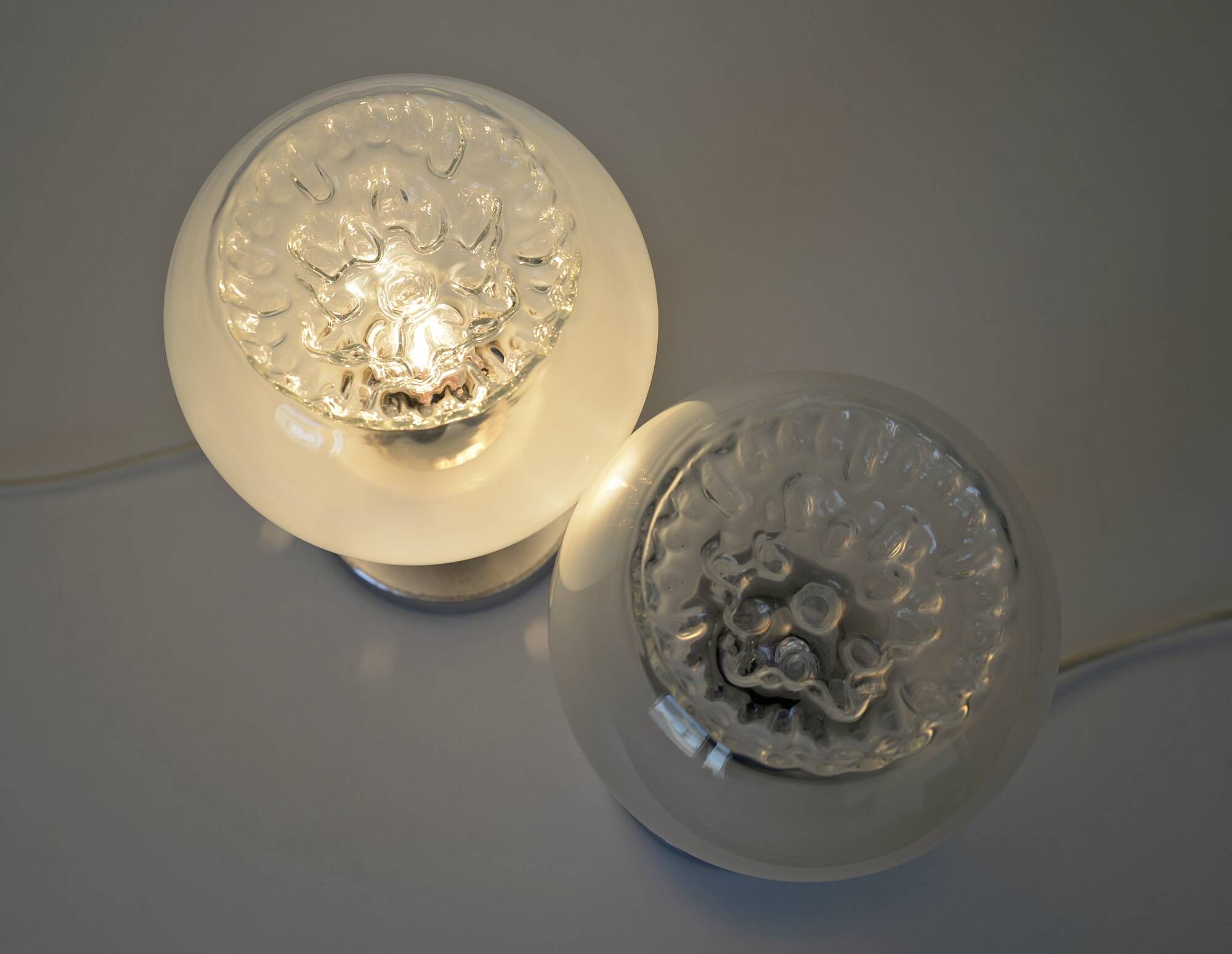 Vintage Pair of Bedside Lamps Mid Century Modern Light Fixture Murano Glass