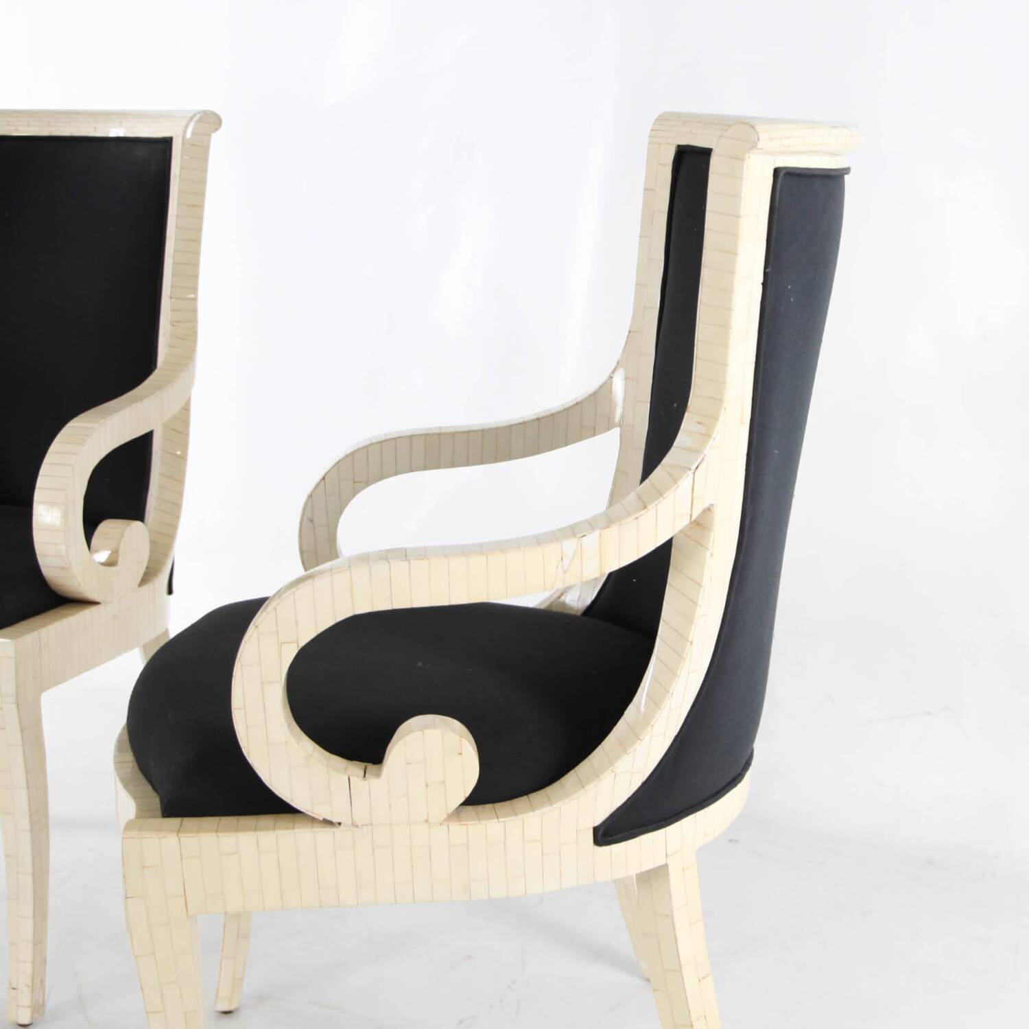Pair of bone marquetry armchairs