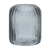 Vase en verre cannele gris