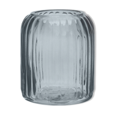 Vase en verre cannele gris