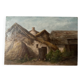Oil on old cardboard panel