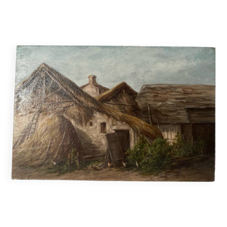 Oil on old cardboard panel