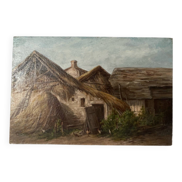 Oil on old cardboard panel