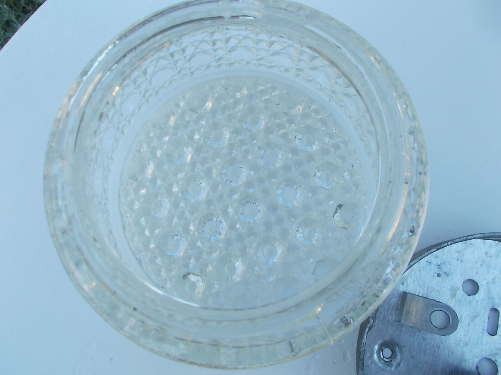 Round ceiling light, vintage moulded glass globe