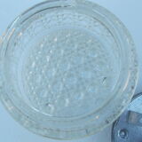 Round ceiling lamp, vintage molded glass globe