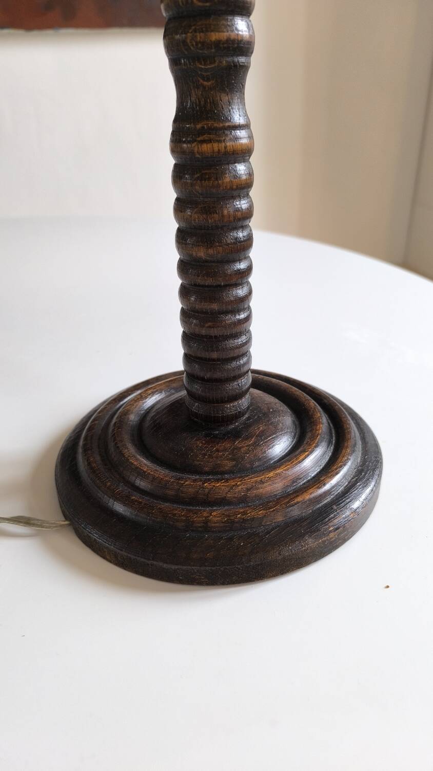 1950s turned wooden lamp