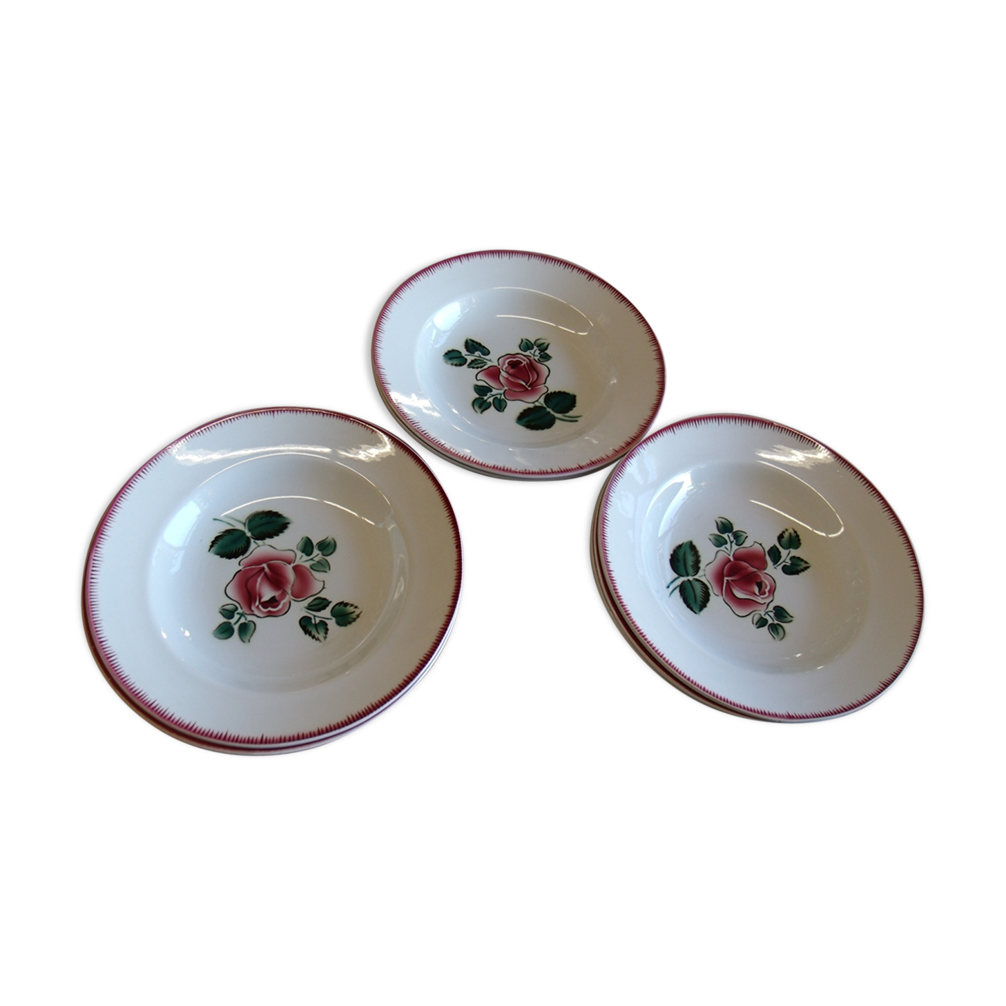 Suite of 8 soup plates Sarreguemines trifle