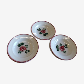 Suite de 8 assiettes creuses Sarreguemines Bagatelle