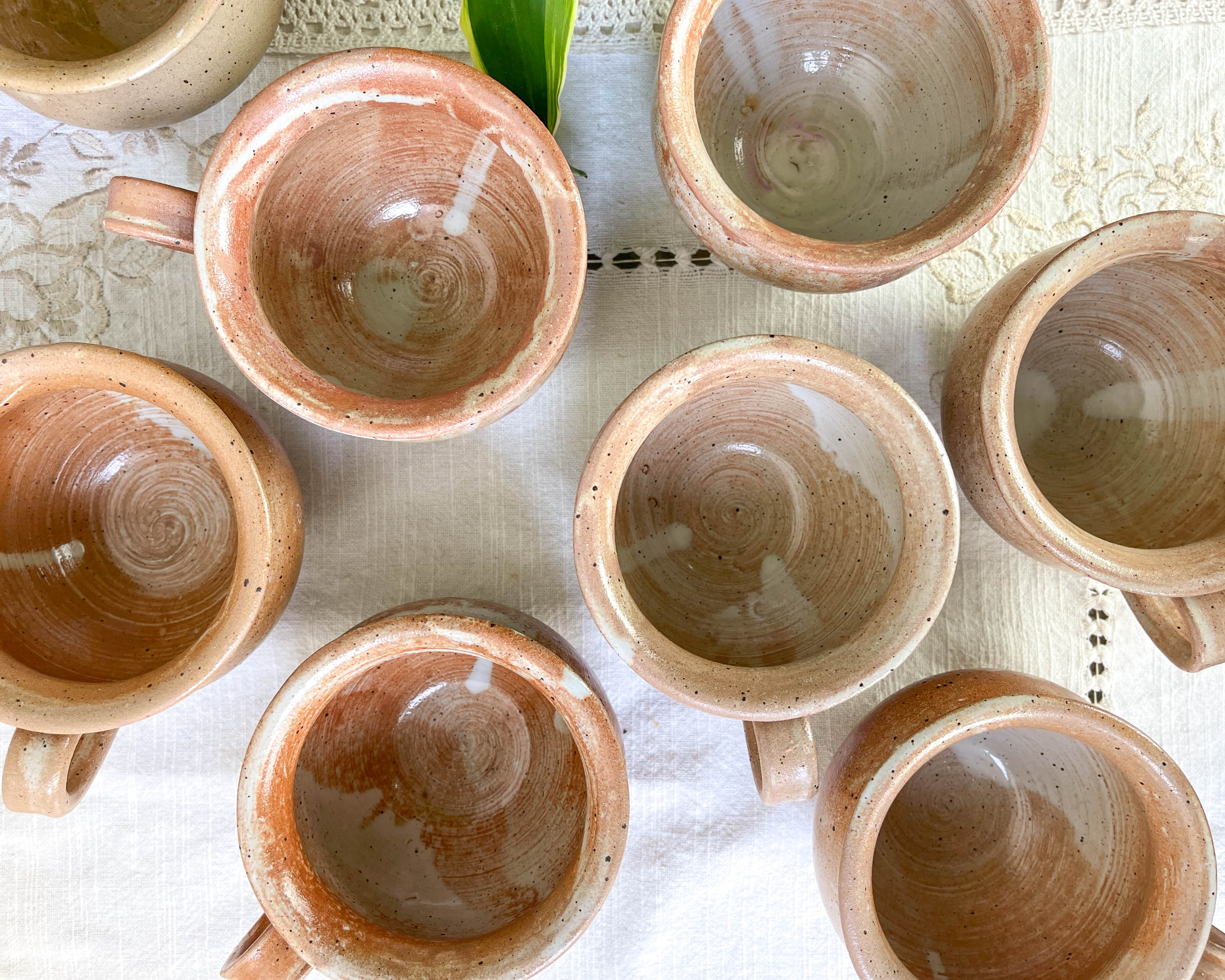 8 cups in vintage enamelled stoneware