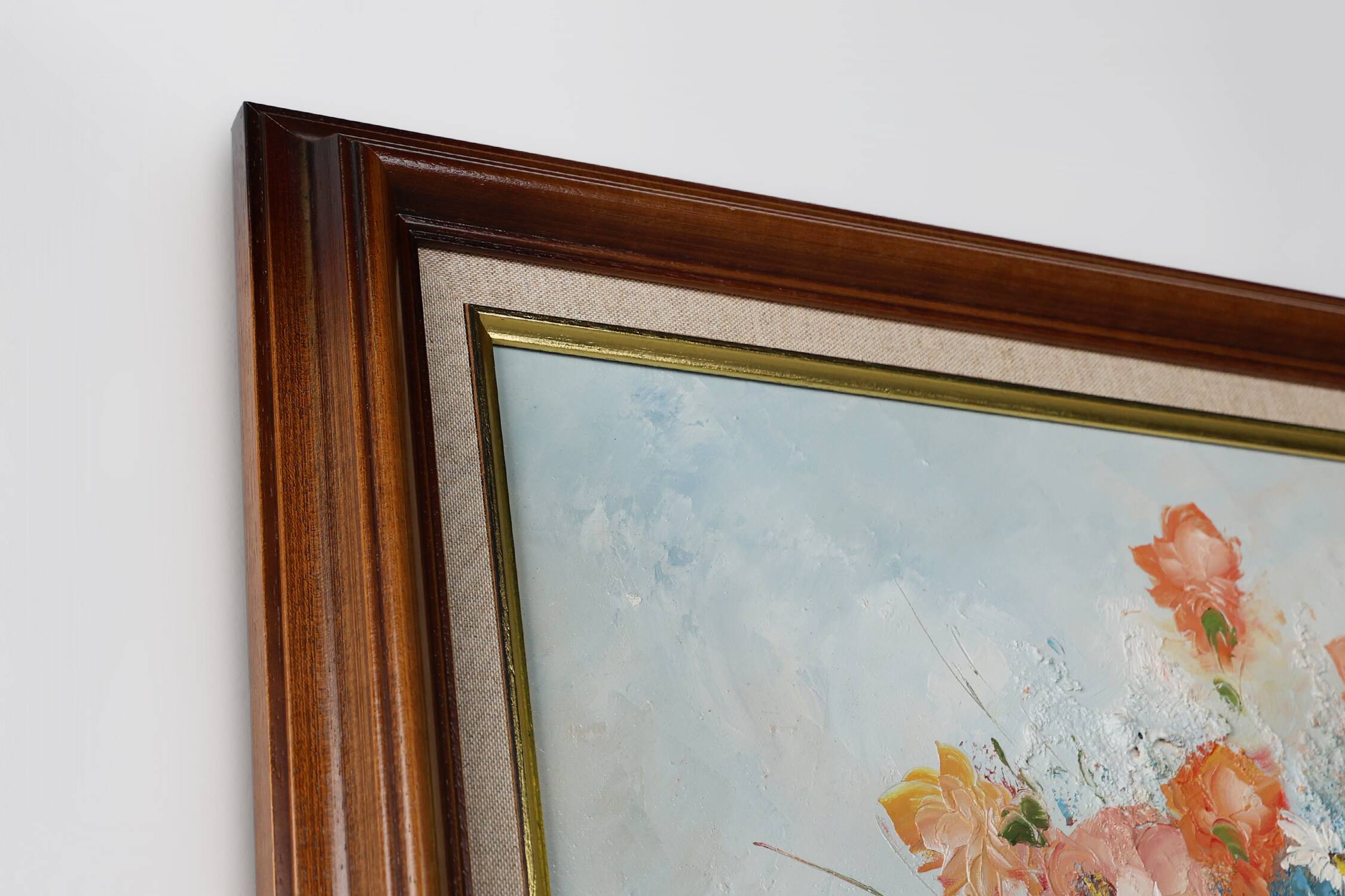 Painting of a vase with flowers by the Belgian painter Edmond Sanders (1898-1961)