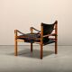 Arne Norell Sirocco Safari Lounge Chair in Rosewood and Black Leather, Swed
