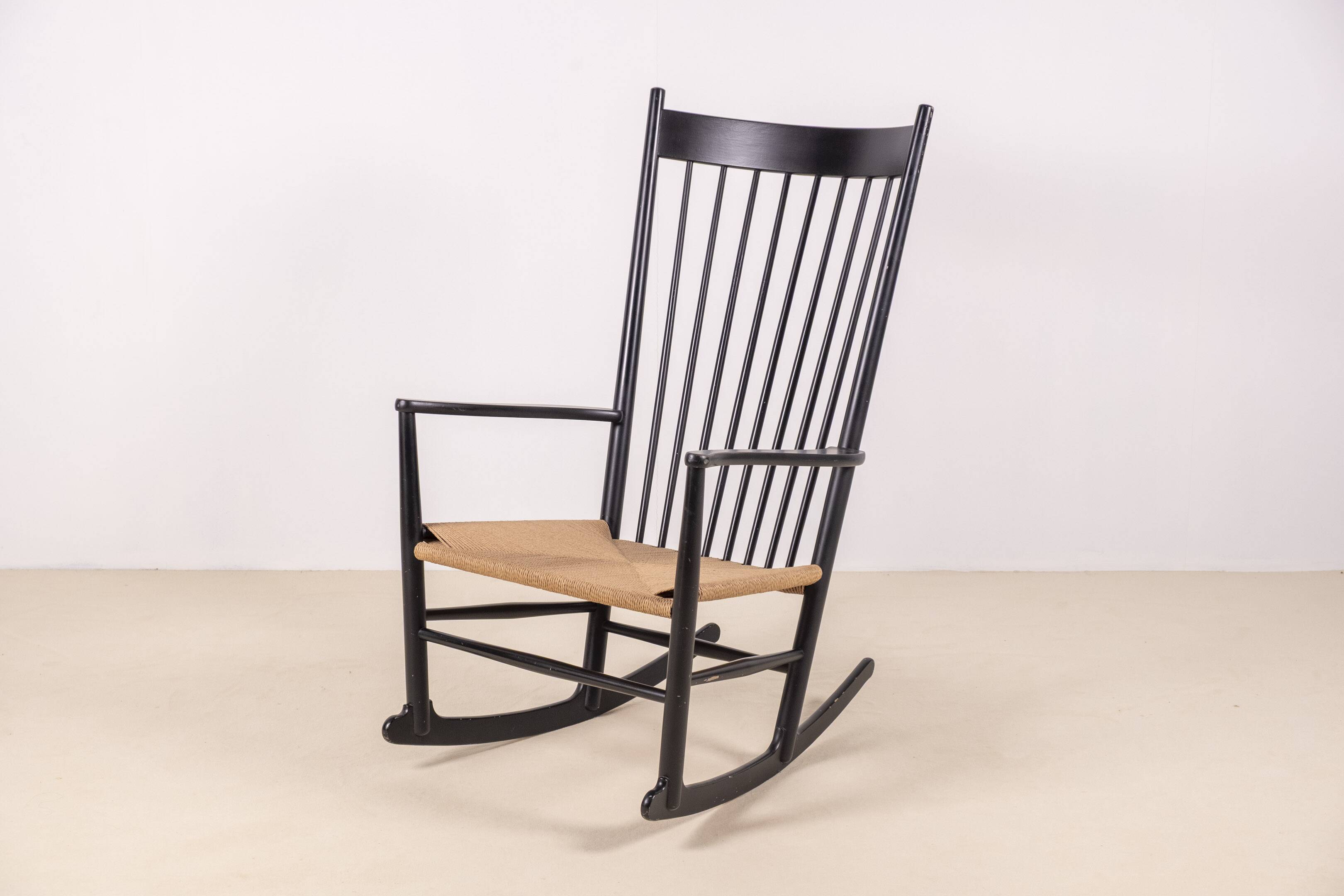 Hans J. Wegner J16 Black Rocking Chair, 1969 FDB