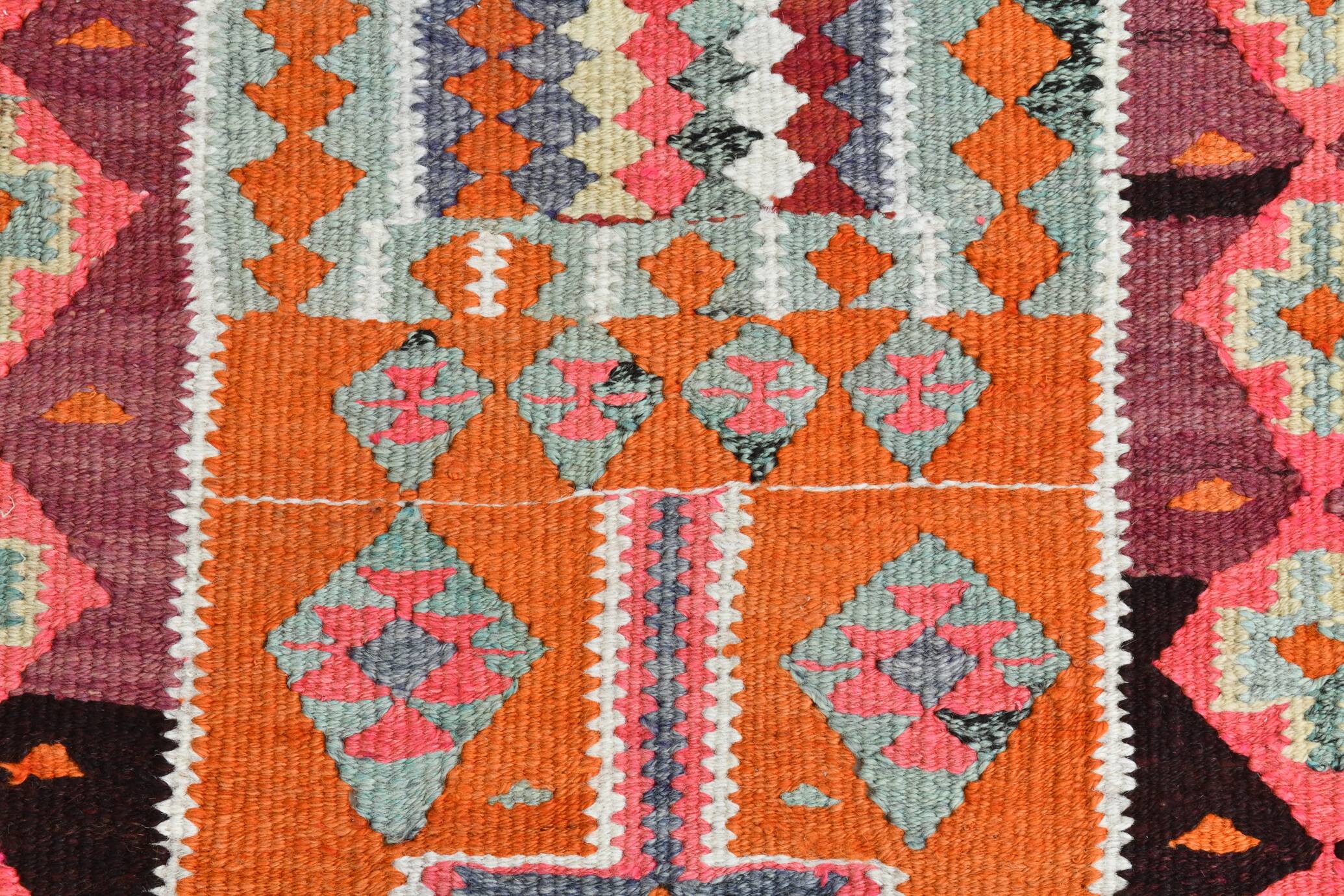 3x11 Burgundy & Orange Vintage Runner Rug, 95x325Cm