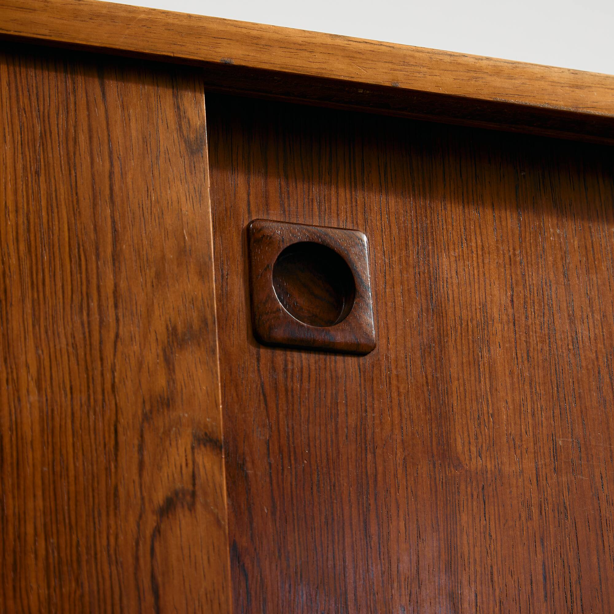 Rosewood and Teak Low Sideboard with Sliding Doors, 1960s