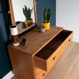 Vintage Restored Ercol Windsor Model 483 Vanity Chest Of Drawers With Mirror