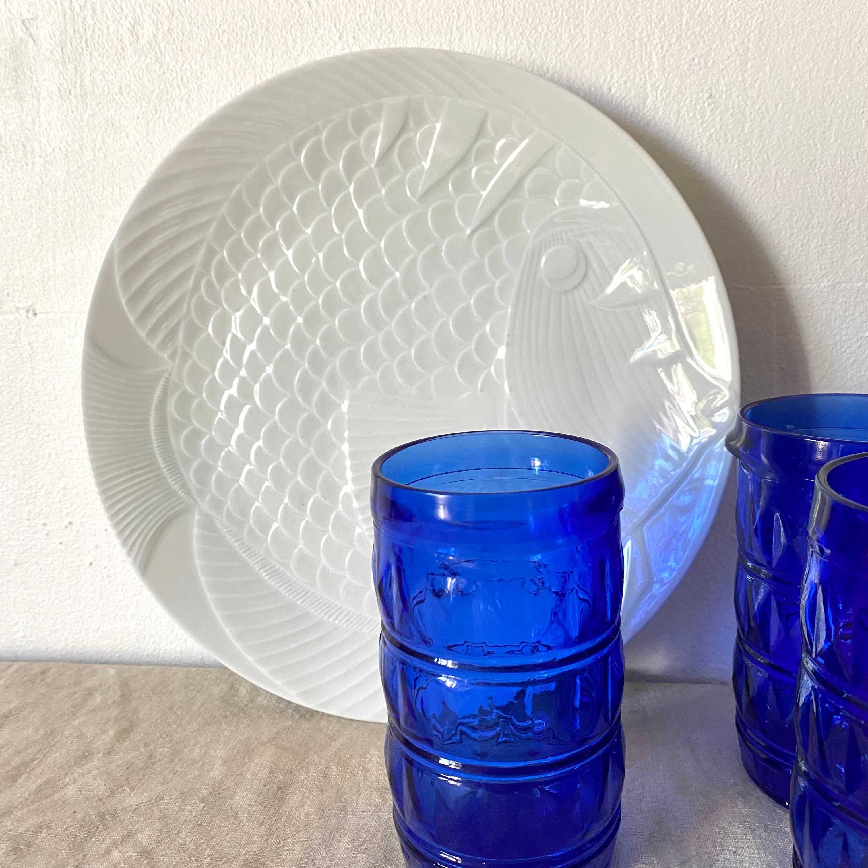 Vintage cobalt blue water glasses Francesinho Brazil