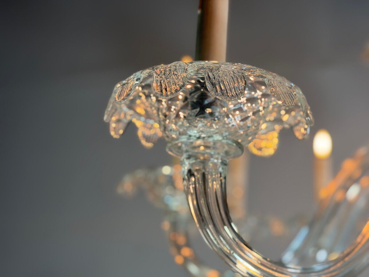 Venetian lustre in colourless Murano glass, 12 light arms, circa 1900