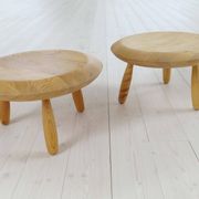 Swedish pair of organic mushroom stools in birch Ikea 2009