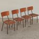 Lot de 4 chaises d'école tchèque style Mullca