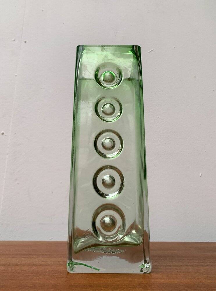 Brutalist glass block vase from the mid-century space age, 1960s