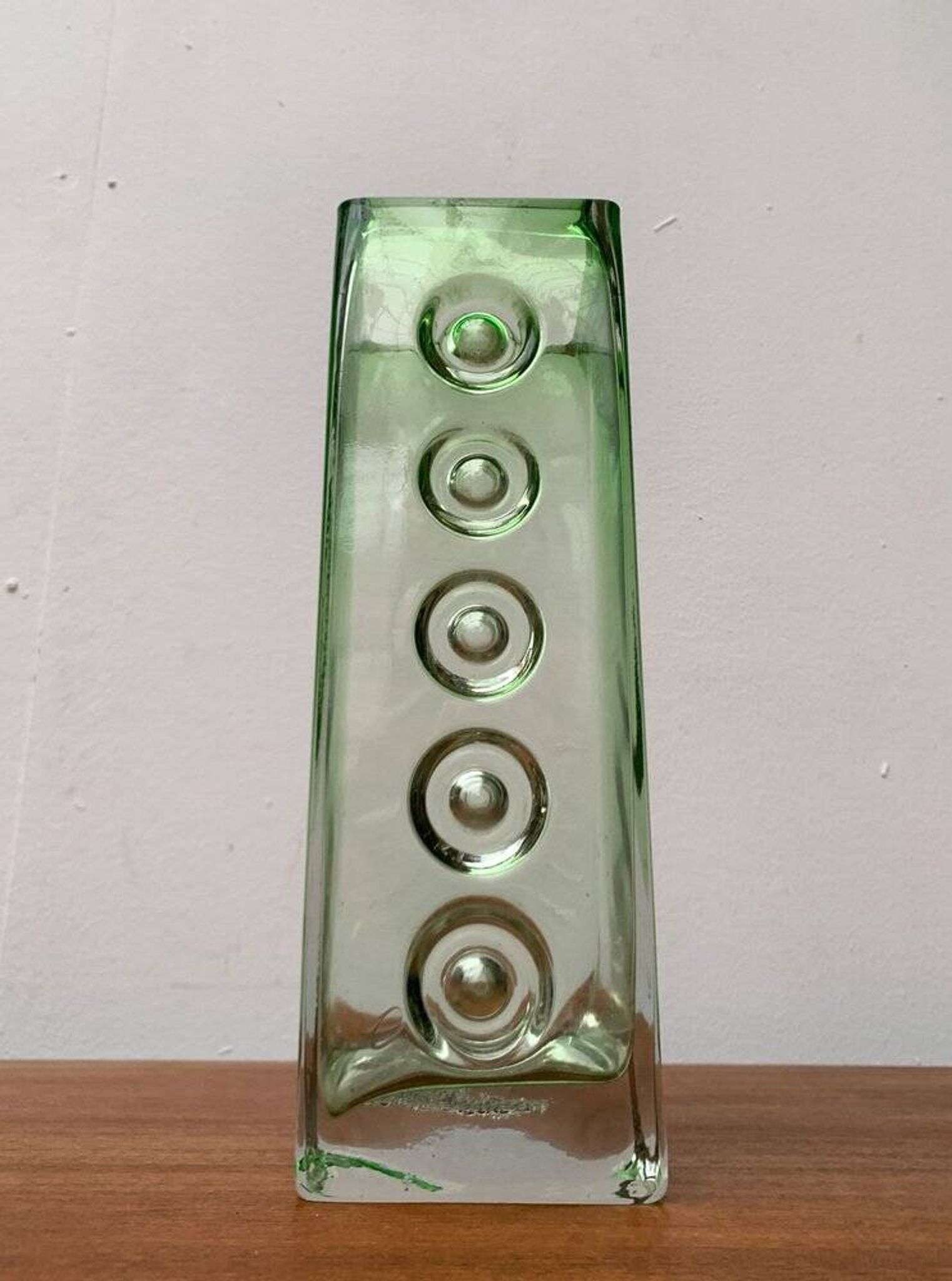 Brutalist glass block vase from the mid-century space age, 1960s