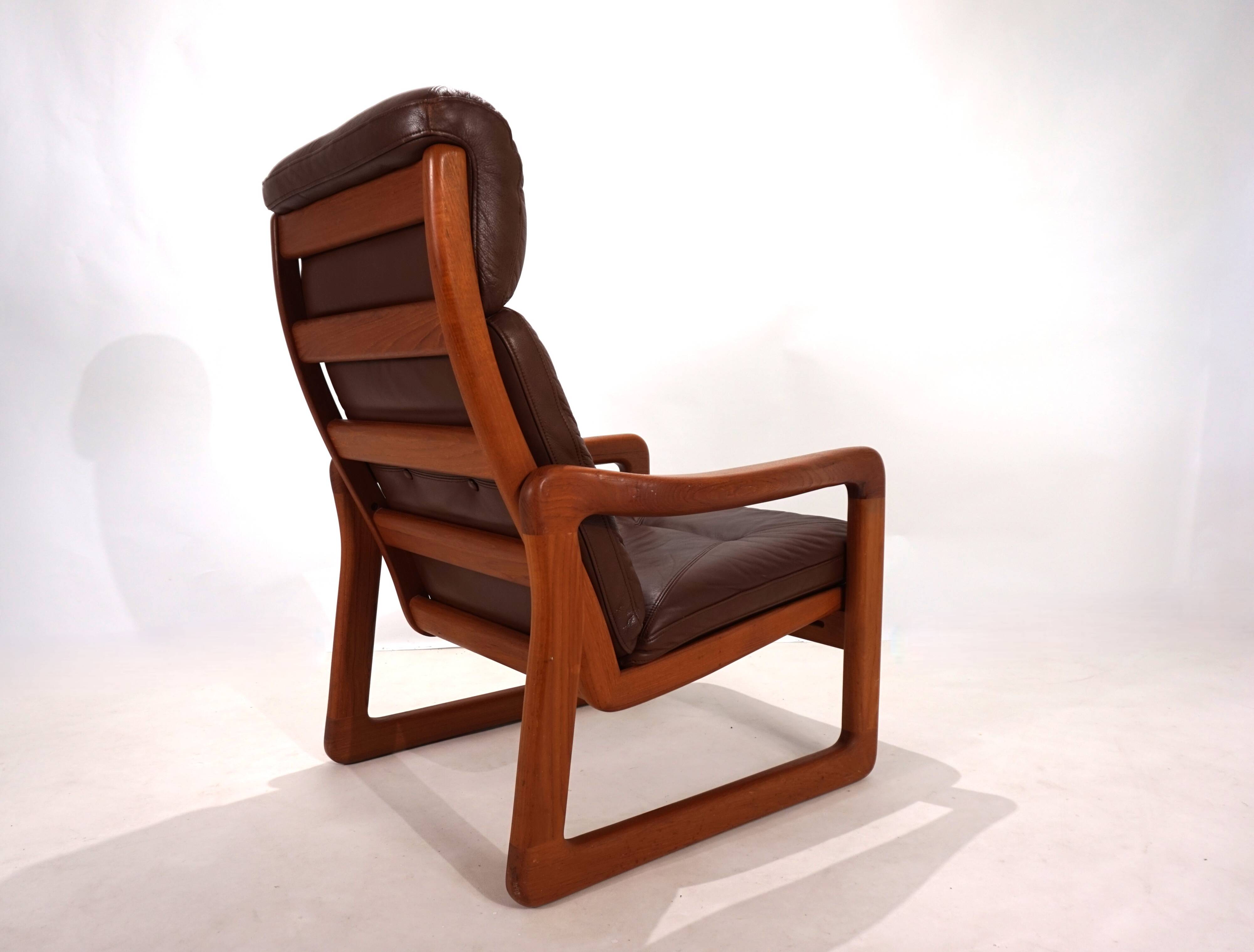 EMC teak leather armchair, 1960