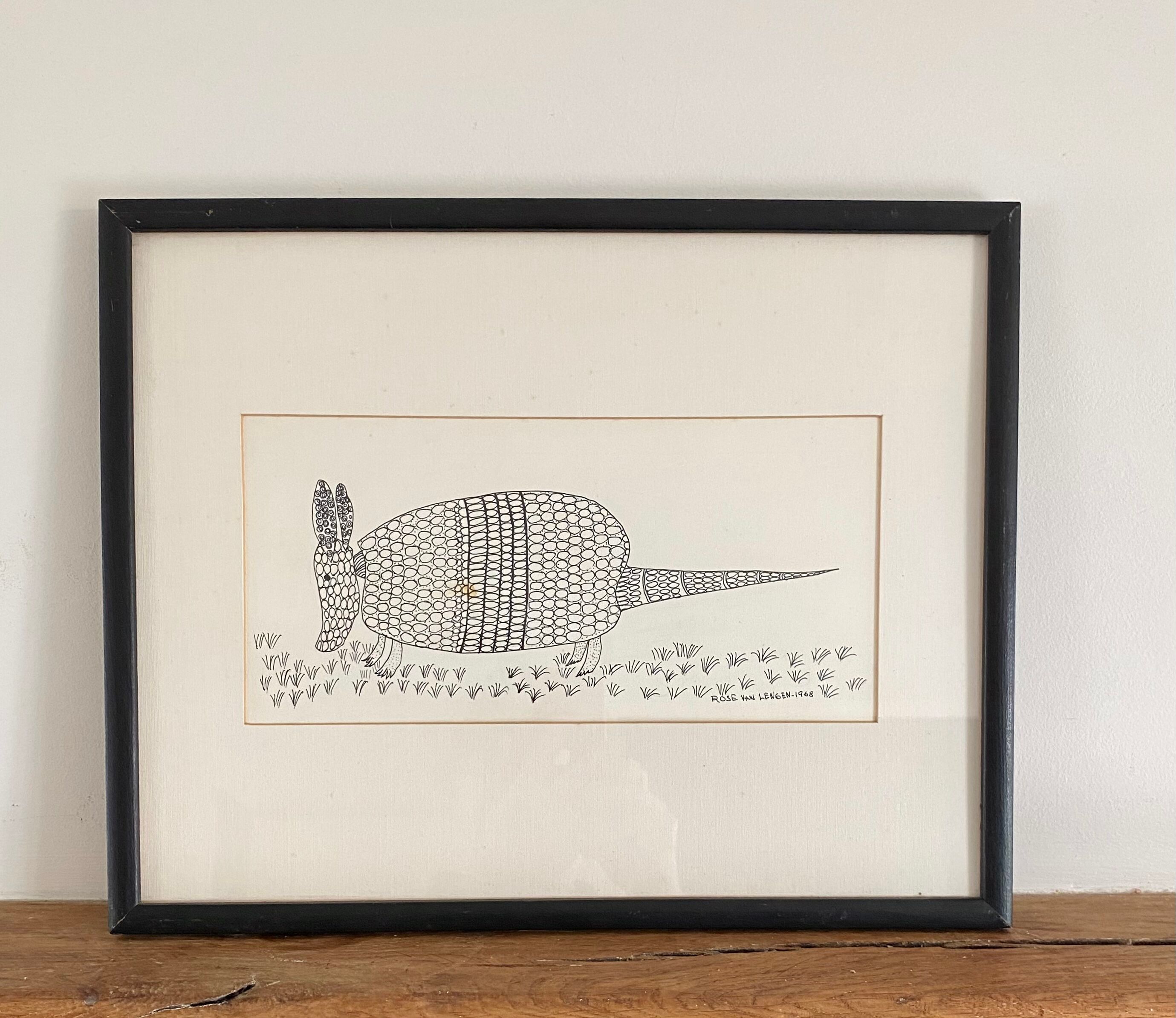 Illustration 1968 and wooden frame