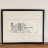 Illustration 1968 and wooden frame