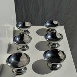 Set of 6 silver metal ice cream cups with small base D9 H5.5