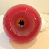 Red Opaline Glass Pendant Light 1970 Space Age Ceiling Lamp Free Form Orange