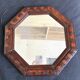 Octagonal mirror, glossy varnished oak, Art Deco.