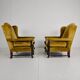 Paire de fauteuils en noyer sculpté du XIXe siècle – motifs floraux – revêtement en velours